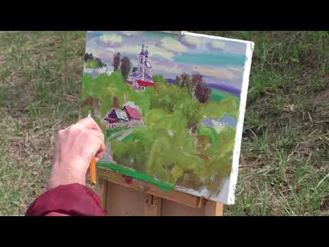 Видео: Этюд пейзажа. Первая зелень.