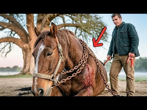 Видео: Бедный фермер нашёл ОГРОМНУЮ лошадь, прикованную цепью к дереву с запиской — то, что произошло