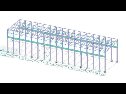 Видео: Расчет пространственного каркаса одноэтажного промышленного здания в Лира 10 12