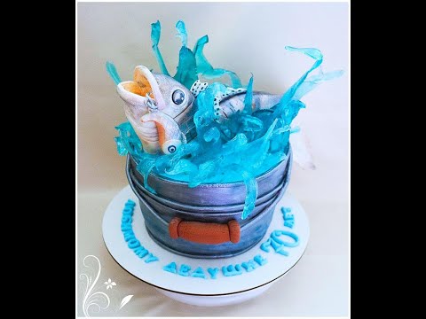 Видео: Красивый и необычный 3D торт/ТОРТ ДЛЯ РЫБАКА/ТОРТ ВЕДРО С РЫБОЙ/НЯМКИ ОТ ЗОРЯНКИ