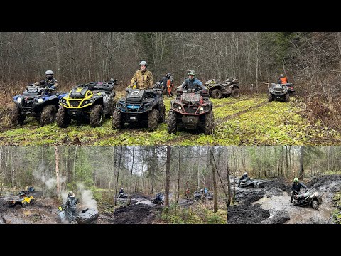 Видео: Пермь Квадроциклы ATV Жёсткая катка aodes mud pro brp XMR Yamaha cfmoto stels offroad застряли все.