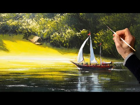 Видео: ❤️ Летний пейзаж. Живопись акрилом. Уроки рисования. Искусство. Красивая картина. Хобби.