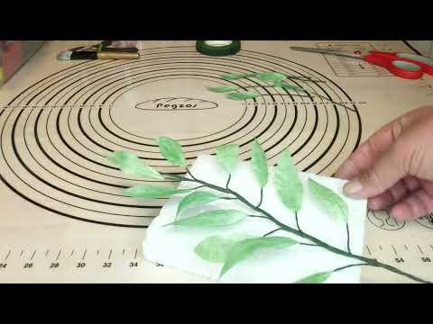 Видео: #вафельныелистья        ВЕТКА ИЗ ВАФЕЛЬНОЙ БУМАГИ. (LEAVES FROM WAFER PAPER).#decor