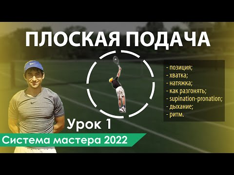 Видео: Плоская подача в большом теннисе (flat serve) | Система мастера
