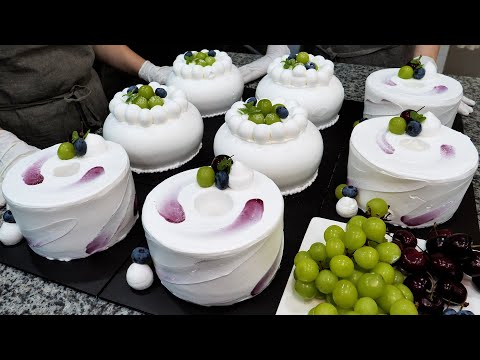 Видео: супер мягкий! приготовление черничного шифонового торта со свежими сливками - Корейская уличная еда