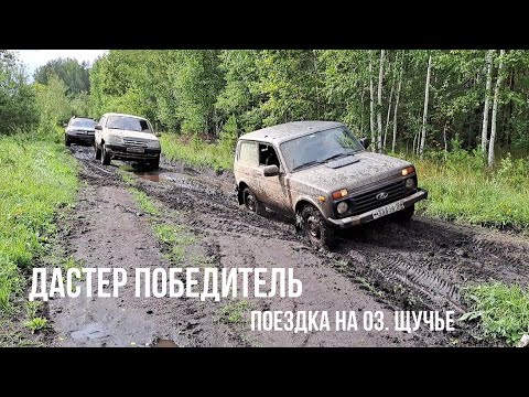 Видео: Лужа неберучка. Сегодня доминировал Дастер. Дорога на оз. Щучье