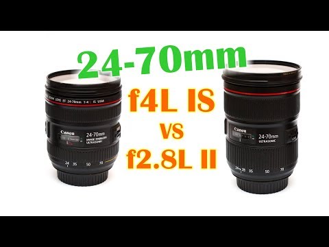 Видео: Обзор Canon EF 24-70mm f4L IS USM в сравнении с Canon 24-70mm f2.8L II на русском