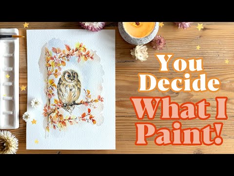 Видео: Рисуем вместе со мной сову и осенние листья 🍁 Спокойный урок по акварели