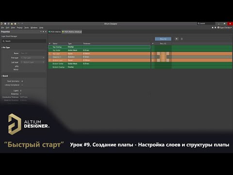 Видео: Altium Designer “Быстрый старт” - Урок 9. Настройка слоев и структуры платы (stackup)