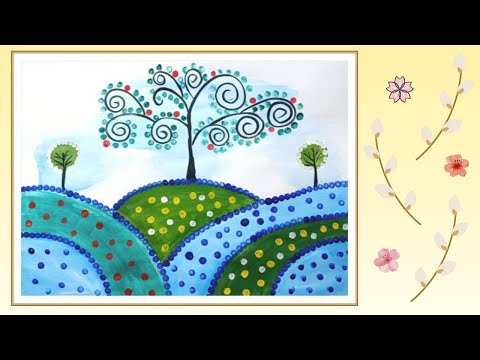 Видео: Весняний пейзаж 🌳 Нетрадиційна техніка малювання 🖌️🎨 Spring landscape