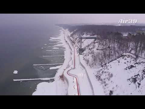 Видео: Светлогорск зимой, любительская съёмка с квадрокоптера побережье горда Светлогорск в феврале 2021 г