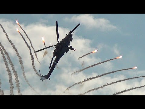 Видео: Вертолёт Ми-28Н (Mi-28N) "Беркуты", эффектный одиночный пилотаж. Форум "Армия-2021".