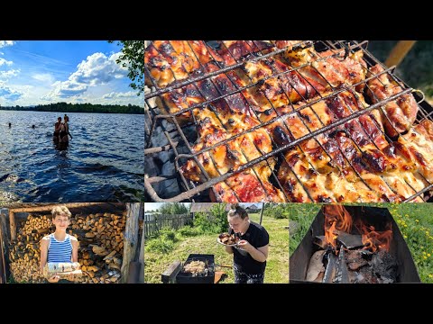 Видео: Шашлыки в огороде, пруд, баня