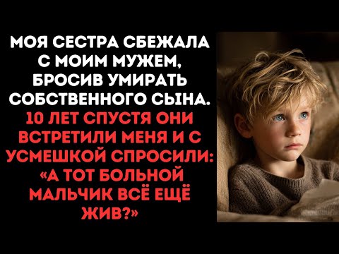 Видео: Моя сестра сбежала с моим мужем, бросив умирать собственного сына.10 лет спустя они встретили меня