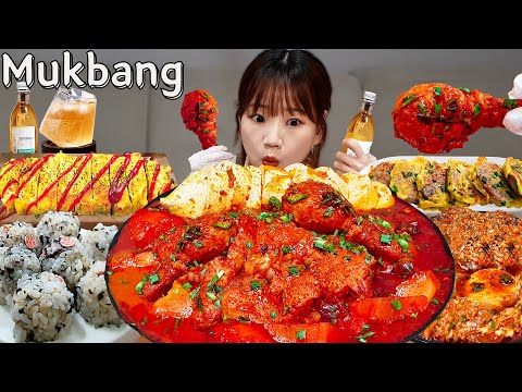 Видео: Sub)Real Mukbang- Острая тушеная курица 🔥 Омлет с сыром 🧈 Рисовые шарики 🍙 АСМР КОРЕЙСКАЯ ЕДА