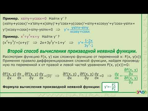 Видео: Производная неявной функции.