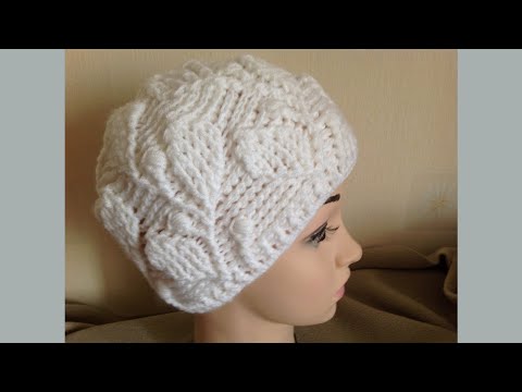 Видео: шапка с листьями крючком,часть1 Вязание рельефными столбиками