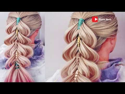 Видео: Коса с лентами без плетения  Коса на резинках  Быстрая причёска Trenza con cinta