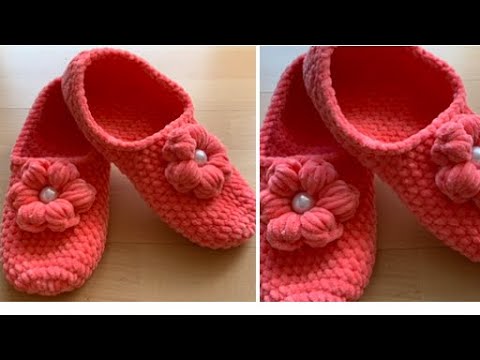 Видео: Тапочки из плюшевой пряжи, самым лёгким способом 🧶👌