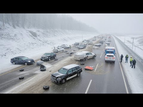 Видео: Жестокий хаос метели! Машины буксуют на обледенелых дорогах