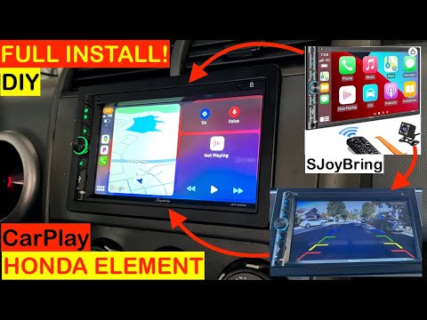 Видео: Honda Element. Полная установка стереокамеры заднего вида с CarPlay. SJoyBring. Двухдиновая магни...
