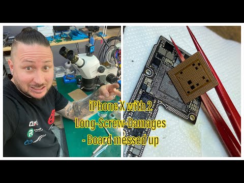 Видео: iPhone X с двумя повреждениями от длинных винтов — Важные данные — Предыдущая попытка ремонта — З...