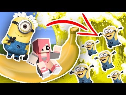 Видео: ЦУНАМИ ИЗ МИНЬОНОВ ПРОТИВ ДОМА ИЗ БАНАНОВ В МАЙНКРАФТ
