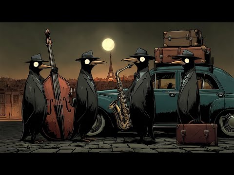 Видео: Пингвины блуждают по городу под лунным светом — Джаз для творческих ночей и концентрации