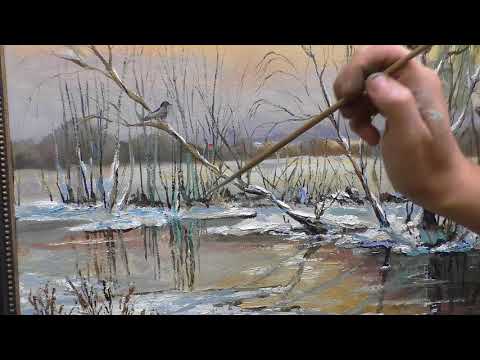 Видео: Как написать зимний пейзаж. Живопись маслом, занятие по живописи.