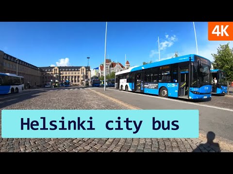 Видео: Финский автобус / Едем по городу Хельсинки на автобусе по маршруту 65 / Видео 4К