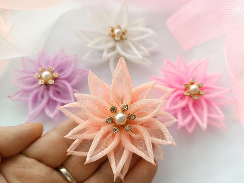Видео: Красивые необычные #бантики из органзы / DIY ORGANZA FLOWERS