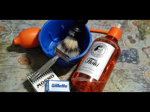 Видео: Бритьё! Razorock GC84 Mogno Shaving Soap Omega 11126 Timeless Shaving Bowl Gillette Silver Blue
