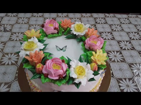 Видео: Торт с весенними цветами