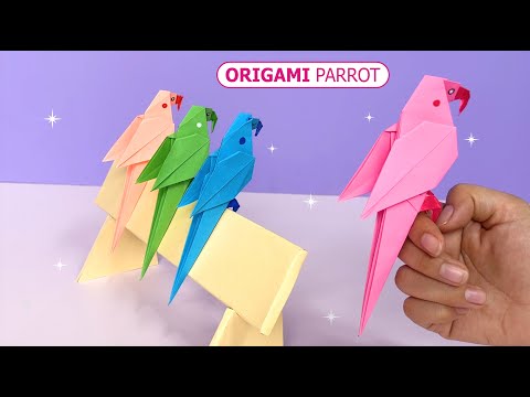 Видео: Супер простое оригами попугай. Оригами попугай из бумаги Красивый