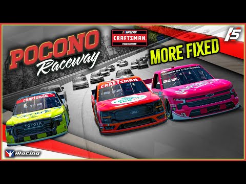 Видео: Серия гонок грузовиков (фиксированная версия) - Поконо - геймплей iRacing NASCAR