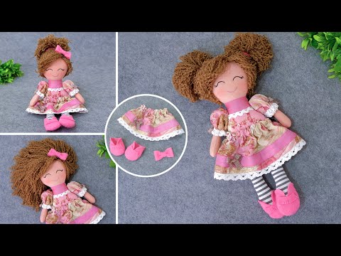 Видео: Кукла из ткани с роскошными волосами - Cloth doll with beautiful hair