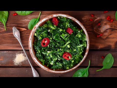 Видео: Салат из шпината по-грузински. Полезная и простая закуска.