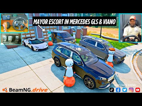 Видео: Mercedes GLS и Viano Convoy | Сопровождение мэра на работу | BeamNG + Logitech G29