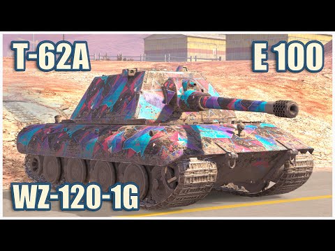 Видео: Т-62А, E 100 & WZ-120-1G FT • WoT Blitz Gameplay