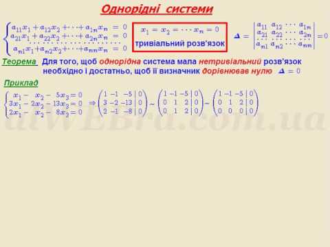 Видео: Відеоурок "Однорідні системи лінійних рівнянь"