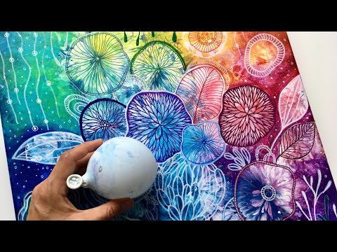 Видео: #125 Воздушный шар АКРИЛОВАЯ ЗАЛИВКА с рисунком маркером #fluidart #acrylicpainting #cells