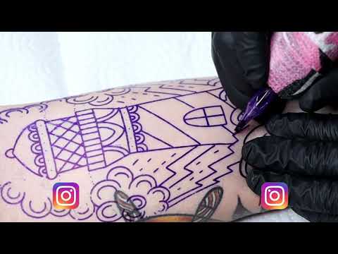 Видео: Олд скул татуировки замедленная съемка