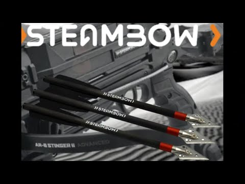 Видео: Steambow M10 V AR-6 Stinger 2 с тяжёлыми широкими наконечниками