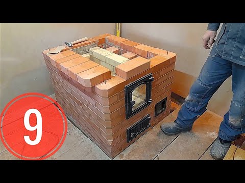 Видео: Печь для дачи (шведка) пошагово, как сложить печь для дачного домика, печь без порядовки  часть 9