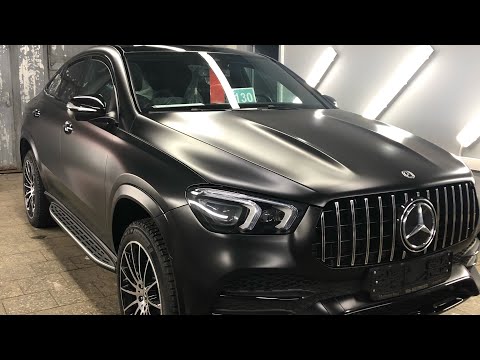 Видео: Оклейка кузова в матовую антигравийную пленку Мерседес GLE ( МБ-Беляево)!