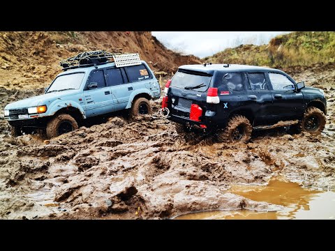 Видео: Битва ЛЕГЕНД! ... Land Cruiser 80 против PRADO 150 на бездорожье! ... RC OFFroad 4x4