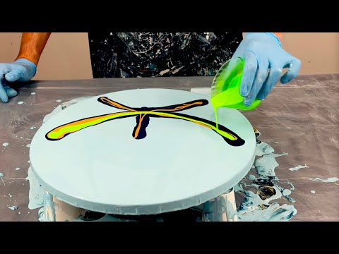 Видео: 3-педальный цветок, выдувной голландский заливка~Акриловая заливка~Жидкое искусство~346