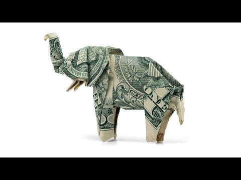 Видео: Долларовая купюра Слон Оригами (John Montroll)