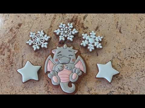 Видео: ПРЯНИКИ-СИМВОЛ ГОДА☆ДРАКОН С КРЫЛЫШКАМИ☆❄️🐉🌲