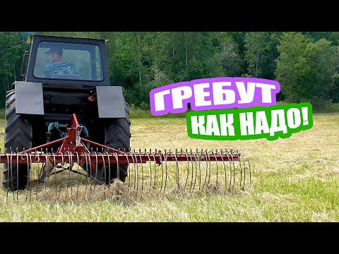 Видео: Поперечные грабли для трактора / Уборка сена самодельными граблями для т-40 #сенокос